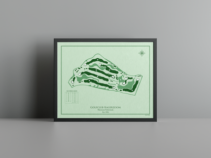 Kagerzoom Golf Club golf course print, green frame