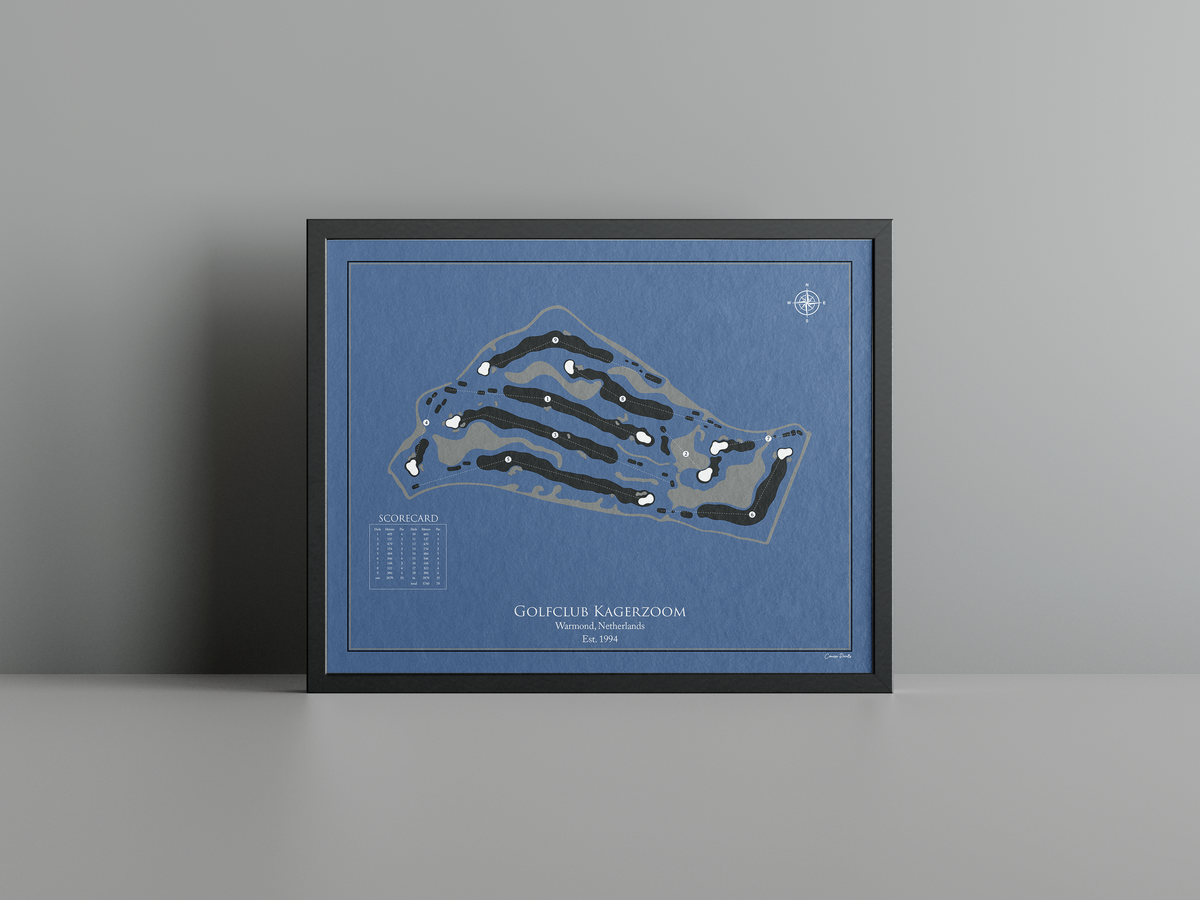 Kagerzoom Golf Club golf course print, navy frame