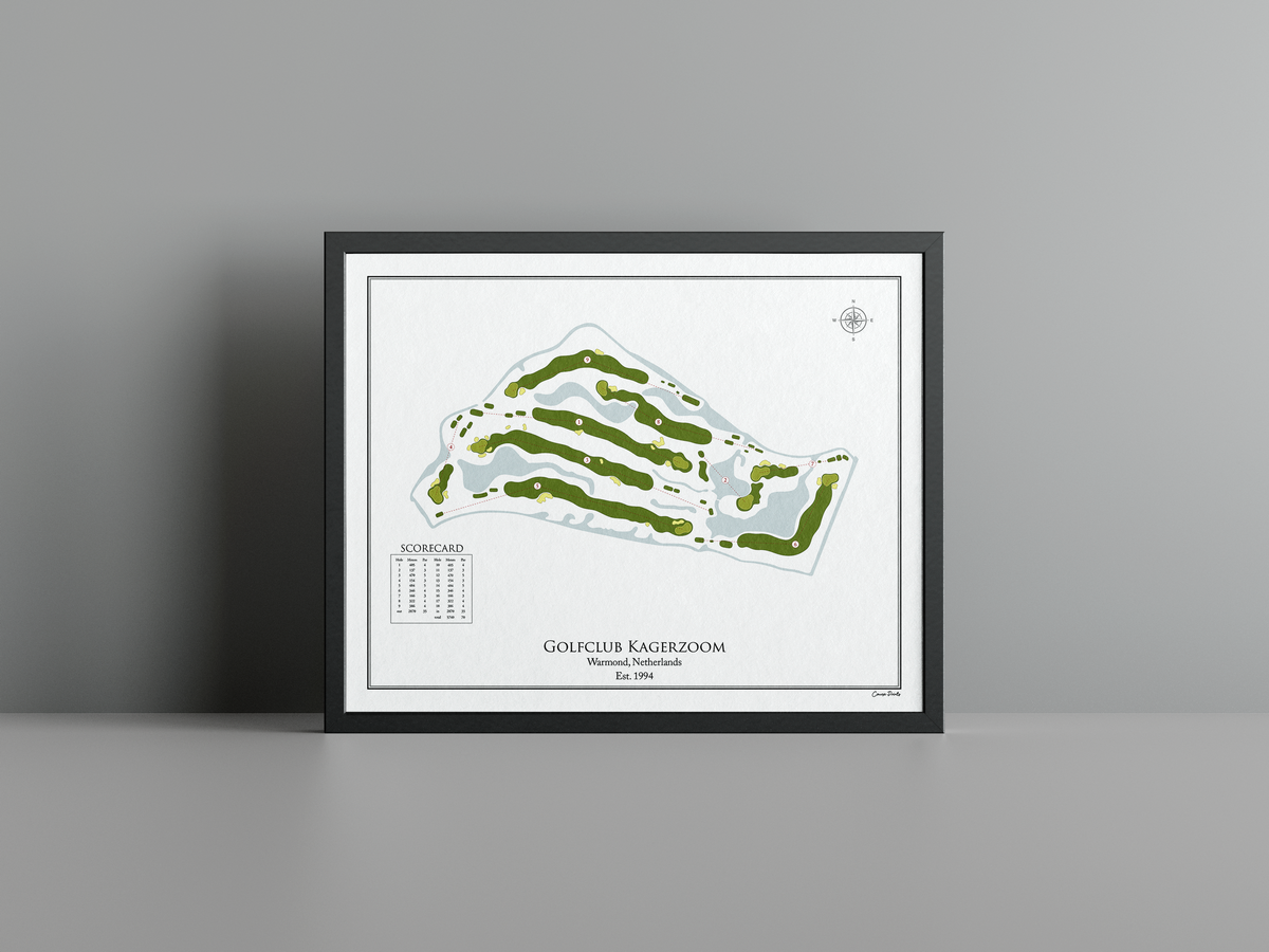 Kagerzoom Golf Club golf course print, white frame