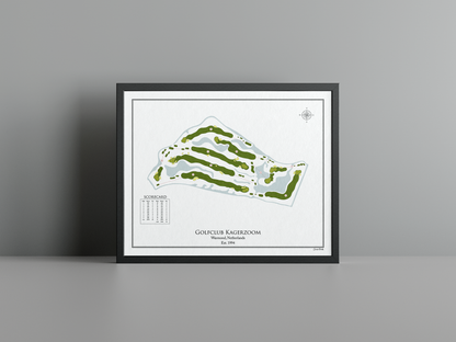 Kagerzoom Golf Club golf course print, white frame