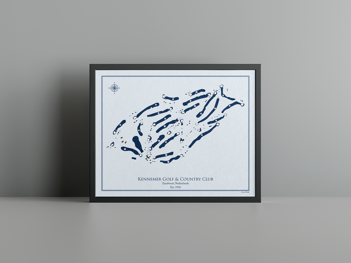 Kennemer Golf & Country Club golf course print, blue frame