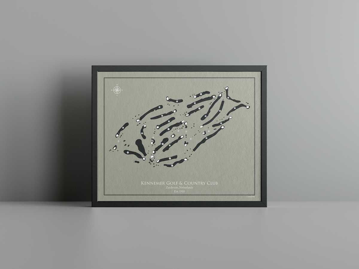 Kennemer Golf & Country Club golf course print, brown frame