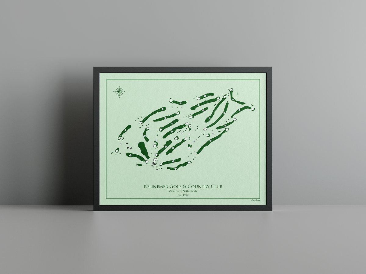 Kennemer Golf & Country Club golf course print, green frame