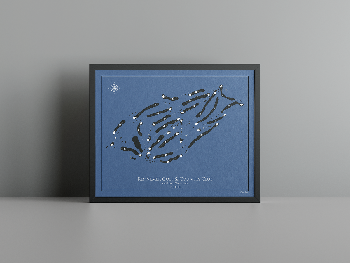 Kennemer Golf & Country Club golf course print, navy frame