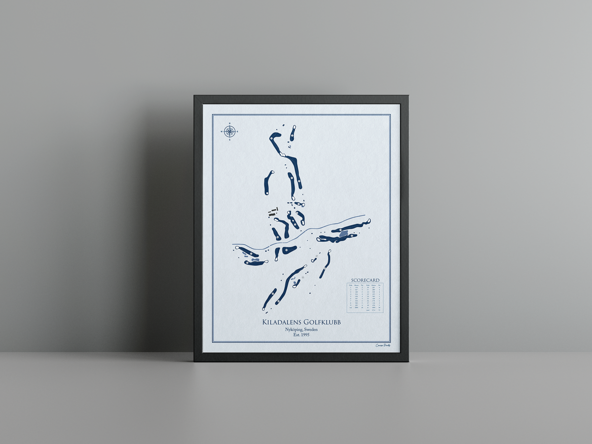 Kiladalens Golfklubb golf course print, blue frame