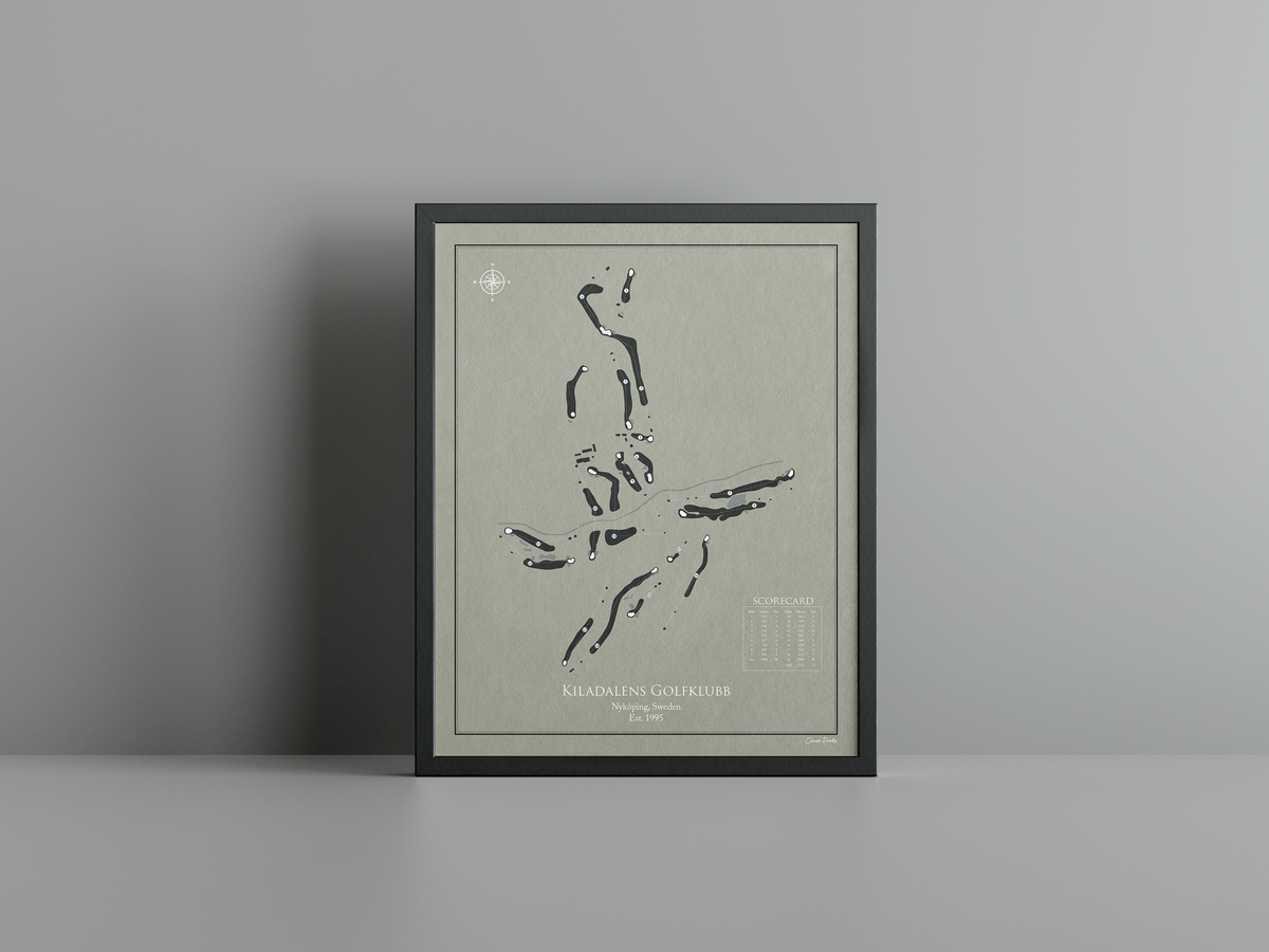 Kiladalens Golfklubb golf course print, brown frame