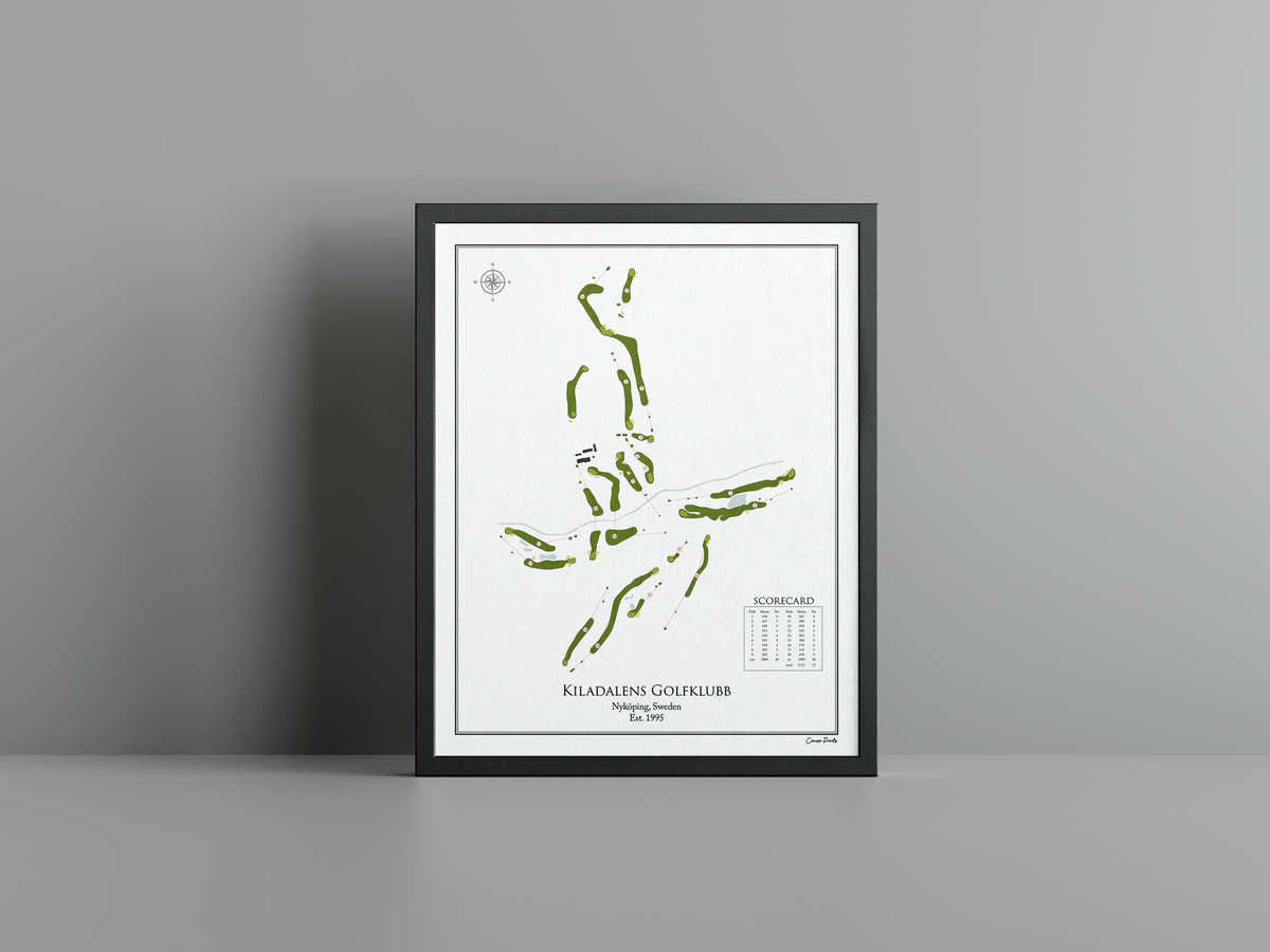 Kiladalens Golfklubb golf course print, white frame