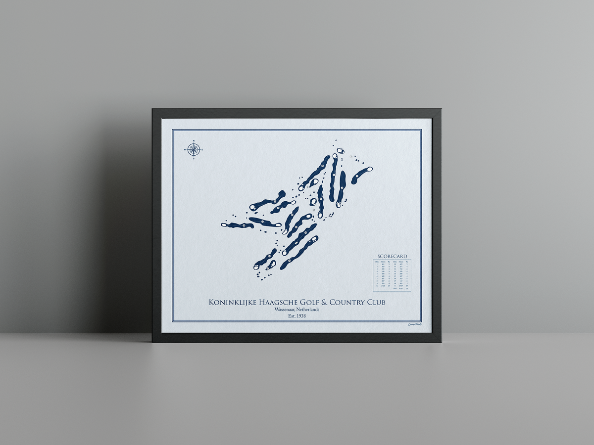 Koninklijke Haagsche Golf & Country Club golf course print, blue frame