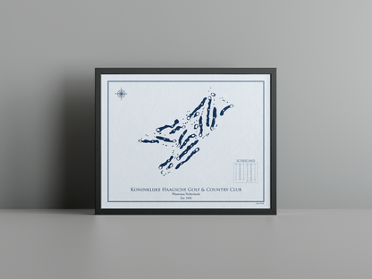 Koninklijke Haagsche Golf & Country Club golf course print, blue frame