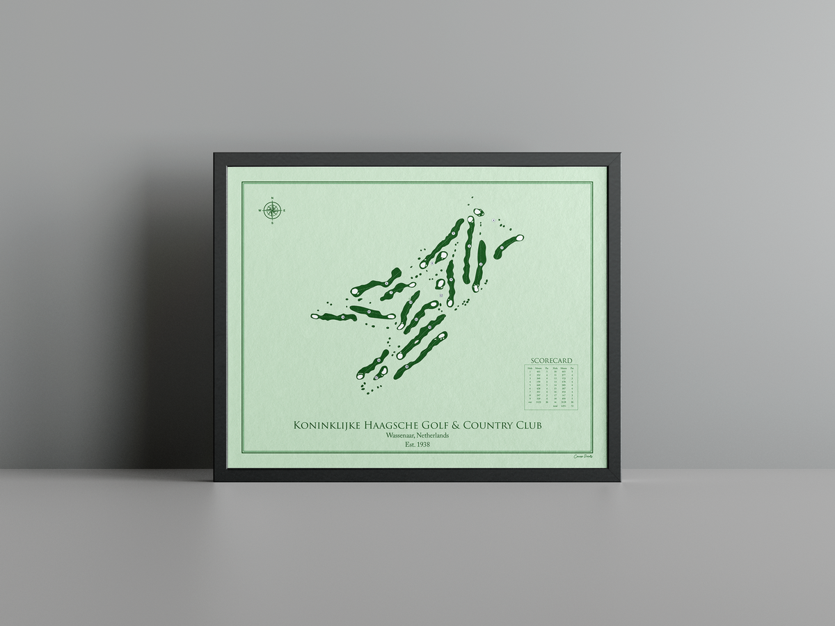 Koninklijke Haagsche Golf & Country Club golf course print, green frame