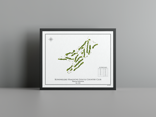 Koninklijke Haagsche Golf & Country Club golf course print, white frame