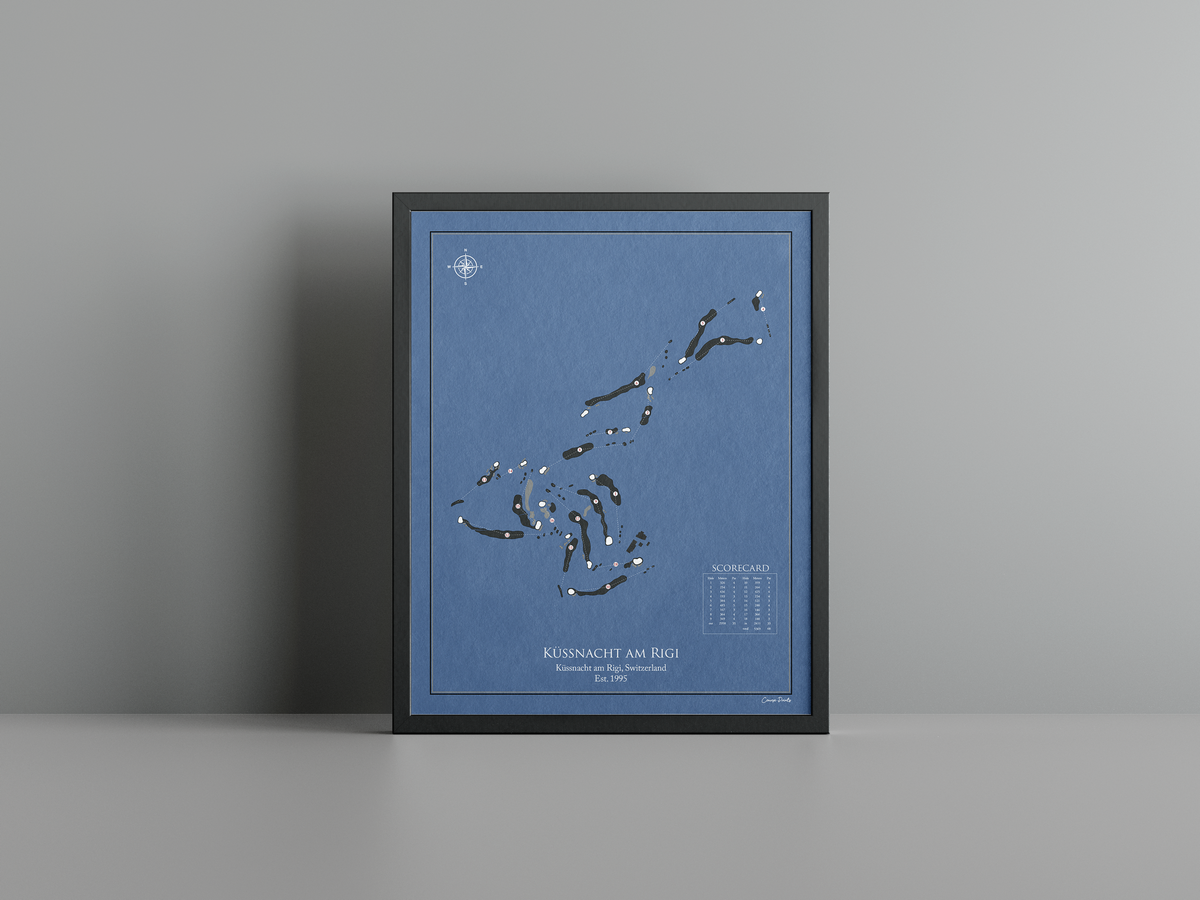 Küssnacht am Rigi golf course print, navy frame