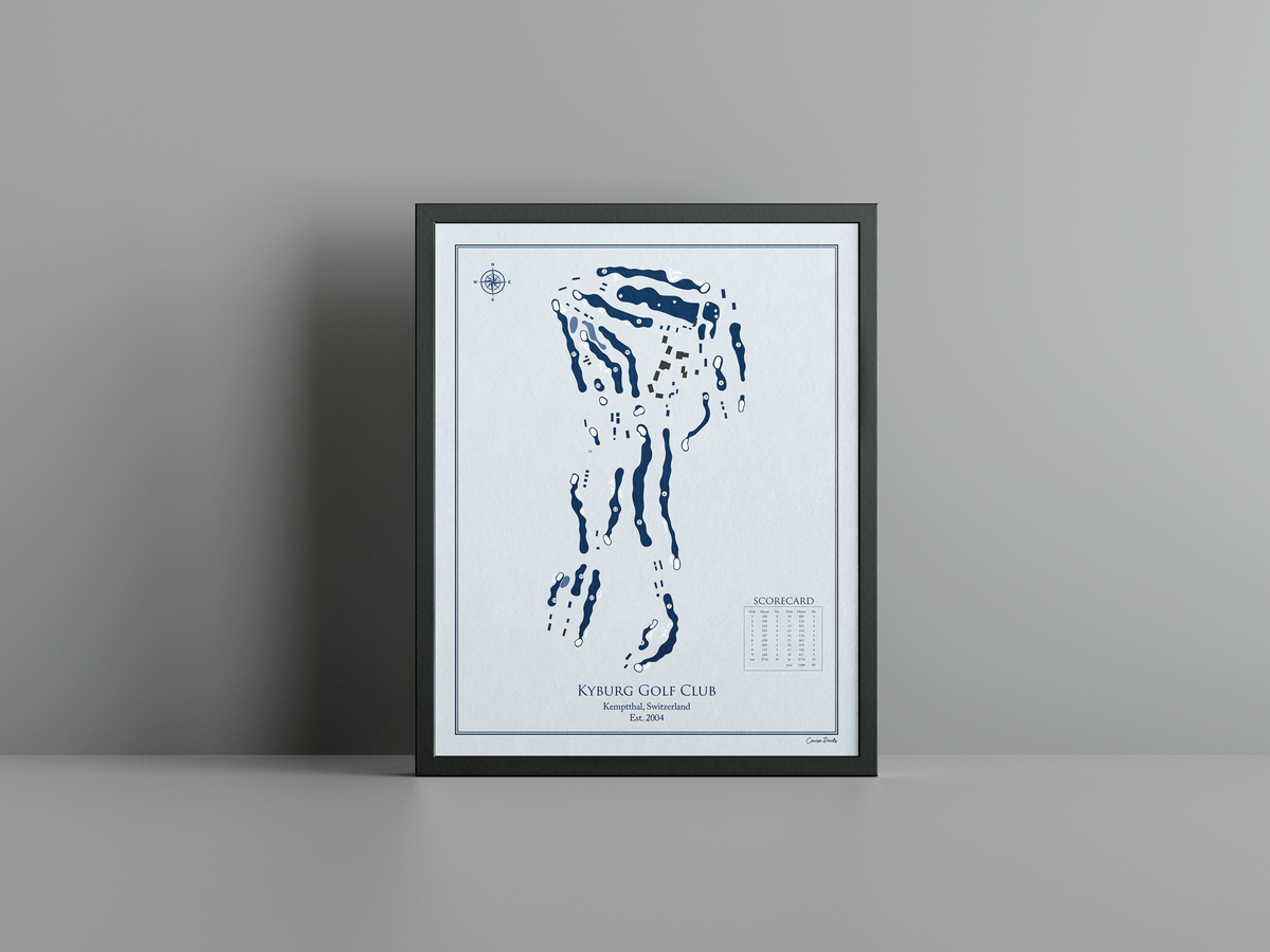 Kyburg Golf Club golf course print, blue frame