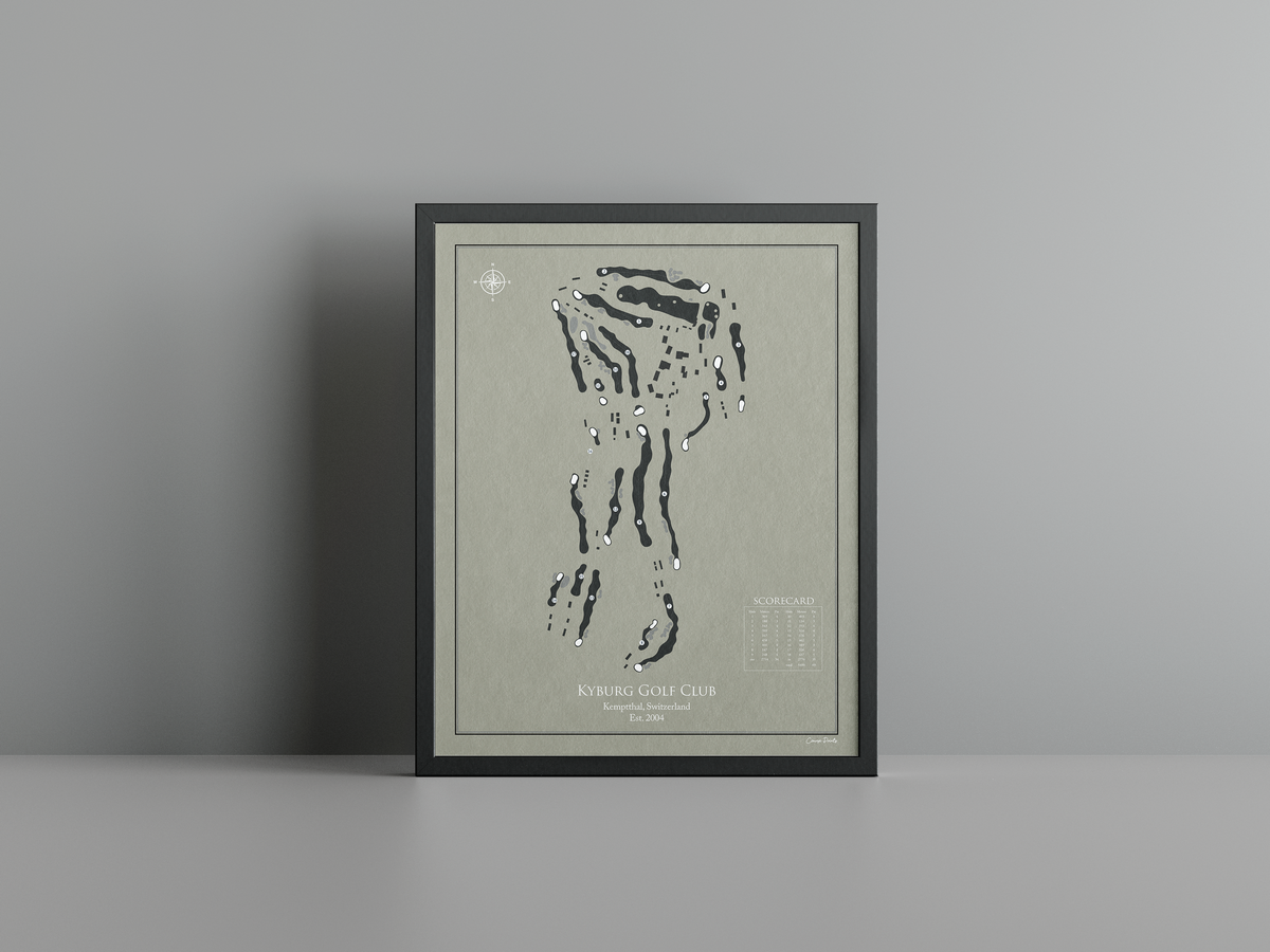 Kyburg Golf Club golf course print, brown frame