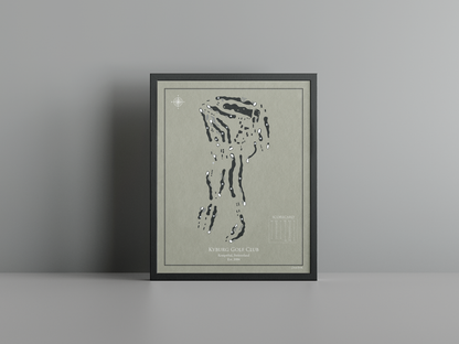 Kyburg Golf Club golf course print, brown frame