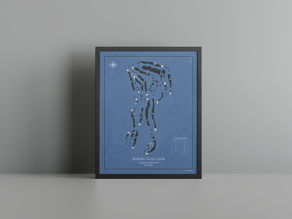 Kyburg Golf Club golf course print, navy frame