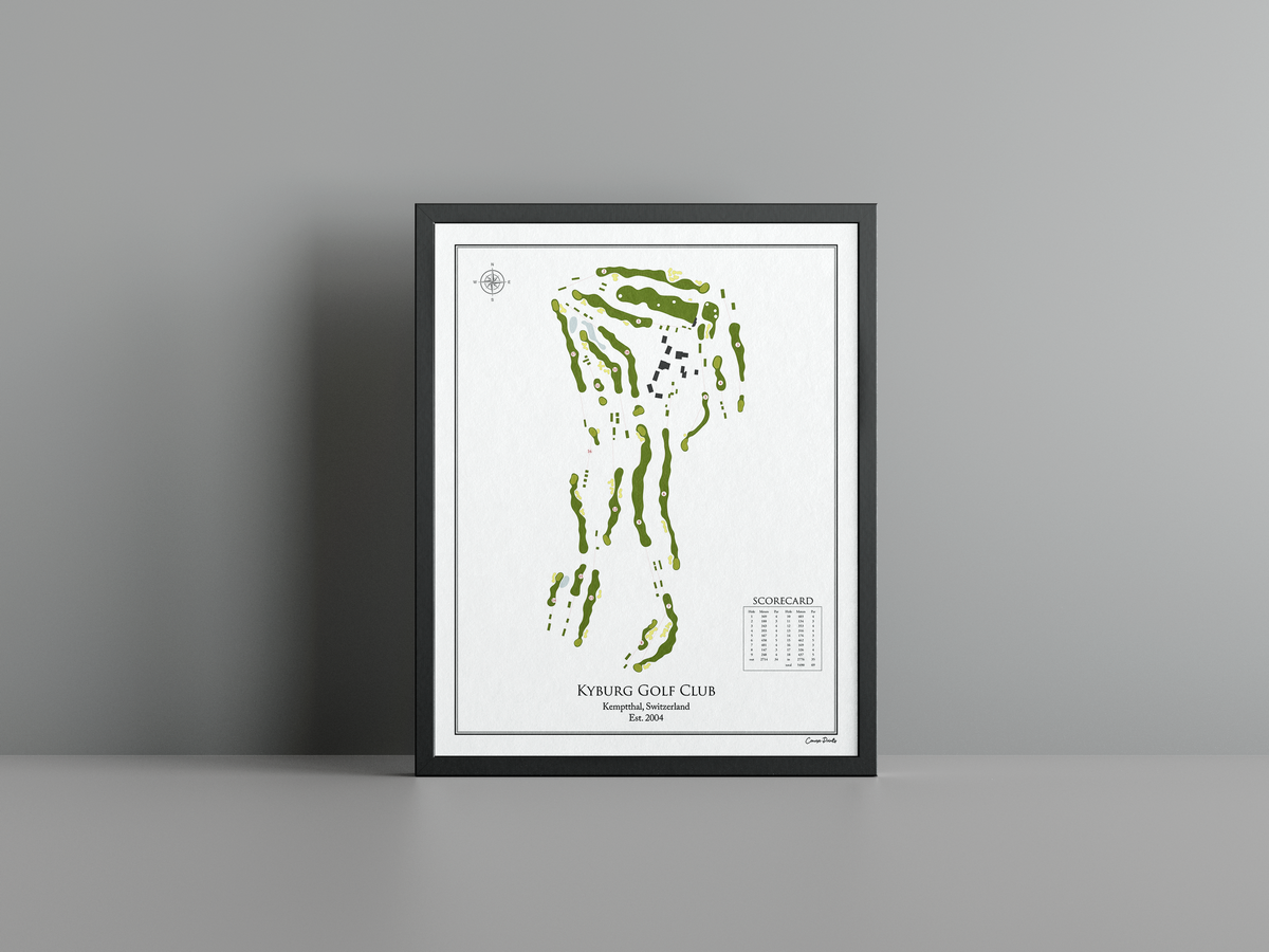 Kyburg Golf Club golf course print, white frame