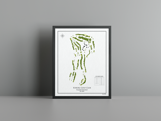 Kyburg Golf Club golf course print, white frame