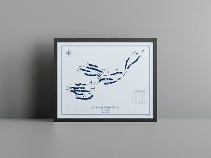 La Moye Golf Club golf course print, blue frame