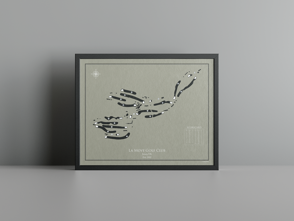 La Moye Golf Club golf course print, brown frame