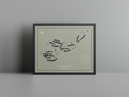 La Moye Golf Club golf course print, brown frame