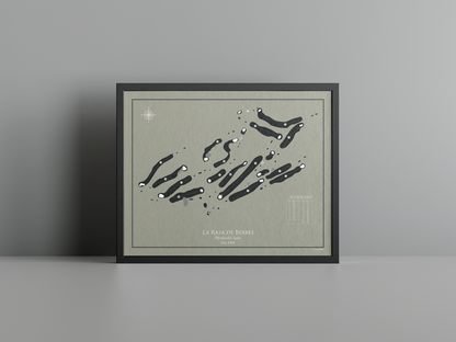 La Rasa de Berbes golf course print, brown frame