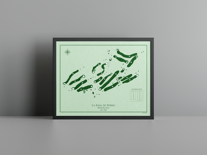 La Rasa de Berbes golf course print, green frame