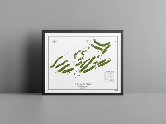 La Rasa de Berbes golf course print, white frame