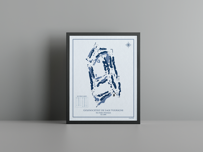 Lage Vuursche Golf Club golf course print, blue frame
