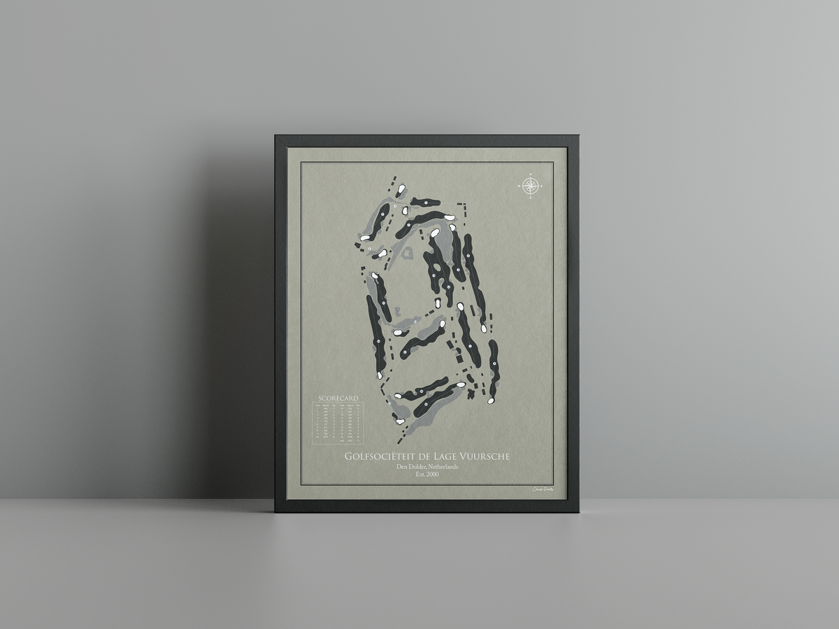 Lage Vuursche Golf Club golf course print, brown frame