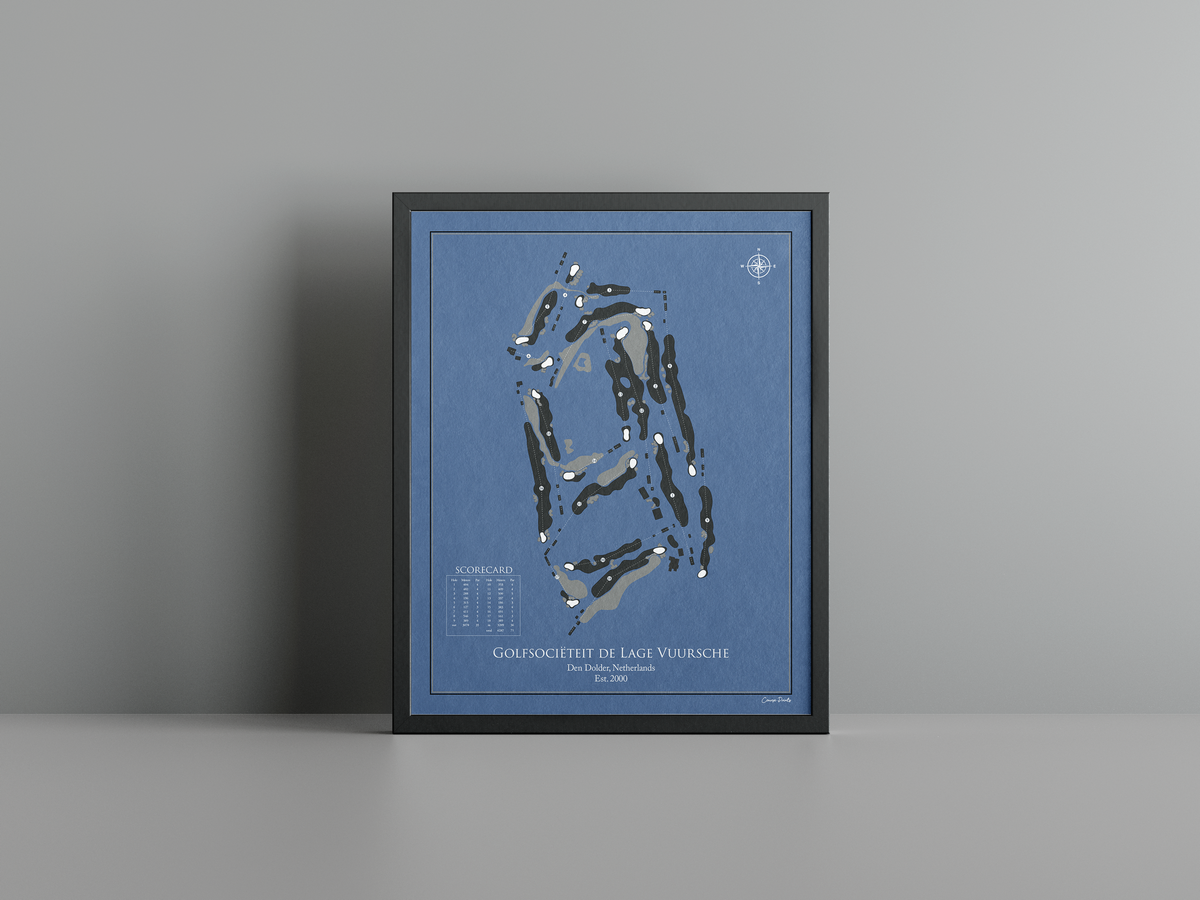 Lage Vuursche Golf Club golf course print, navy frame