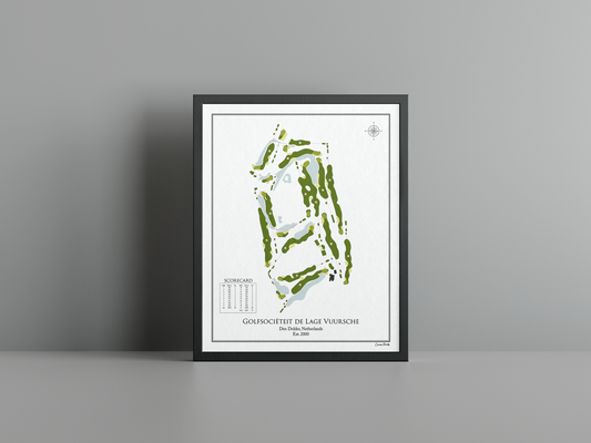 Lage Vuursche Golf Club golf course print, white frame