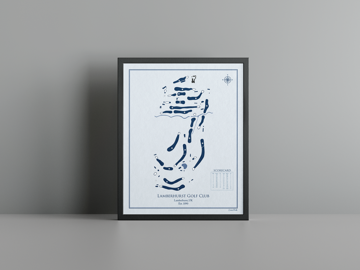Lamberhurst Golf Club golf course print, blue frame