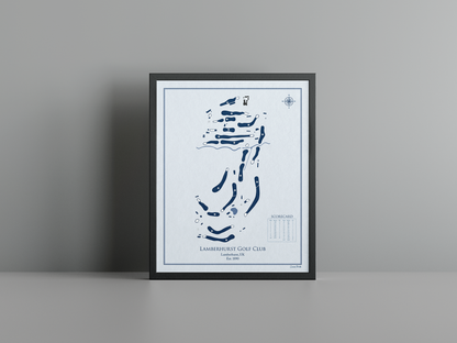 Lamberhurst Golf Club golf course print, blue frame