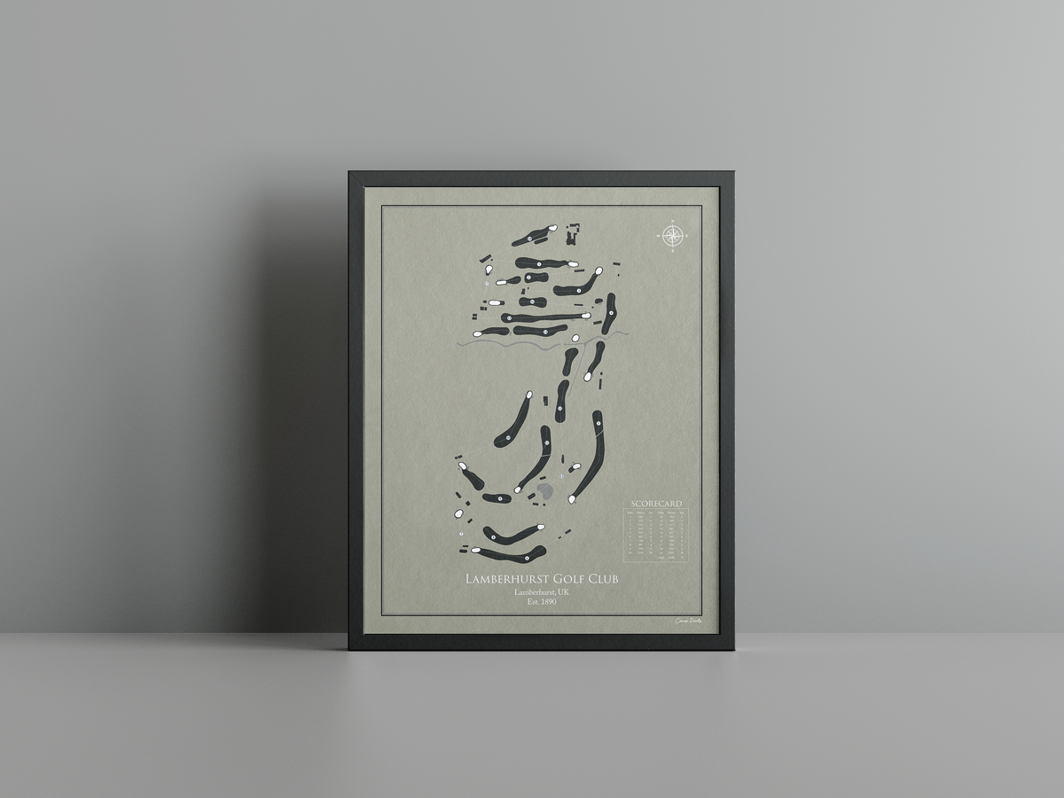 Lamberhurst Golf Club golf course print, brown frame