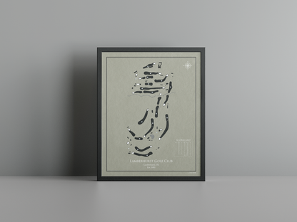 Lamberhurst Golf Club golf course print, brown frame