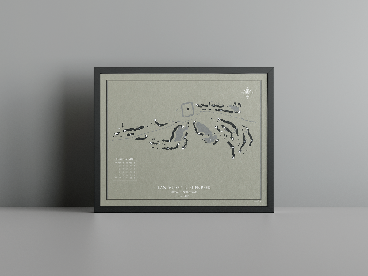Landgoed Bleijenbeek golf course print, brown frame