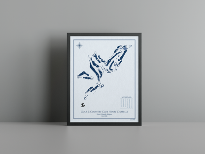 Le Charlemagne - Henri Chapelle golf course print, blue frame