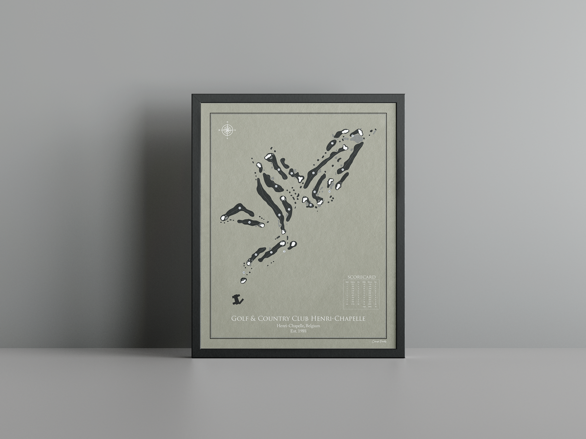 Le Charlemagne - Henri Chapelle golf course print, brown frame