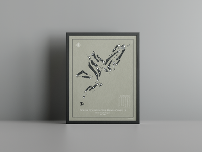 Le Charlemagne - Henri Chapelle golf course print, brown frame