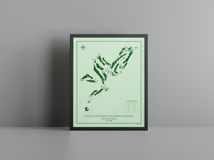 Le Charlemagne - Henri Chapelle golf course print, green frame
