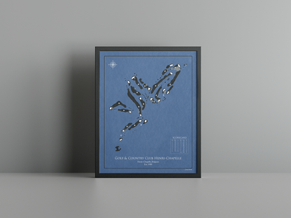 Le Charlemagne - Henri Chapelle golf course print, navy frame
