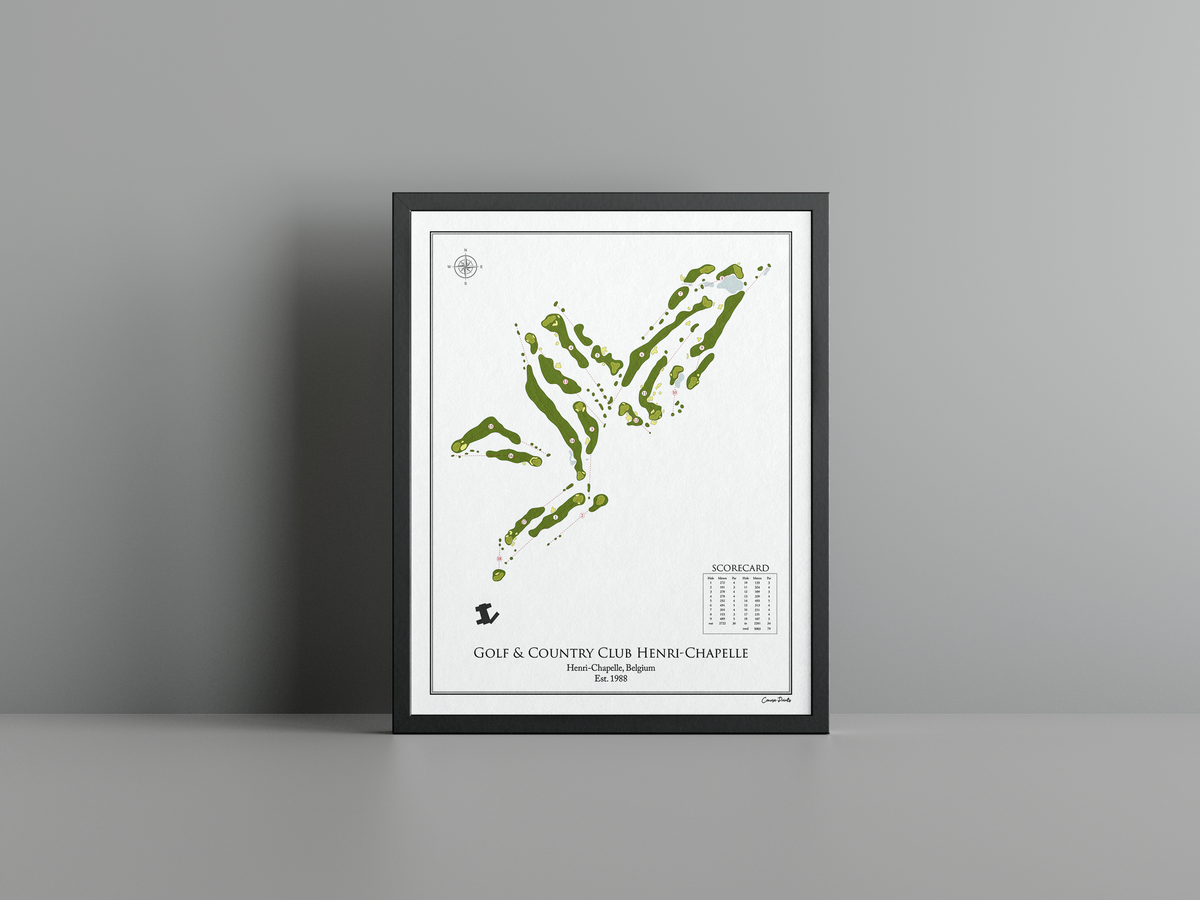 Le Charlemagne - Henri Chapelle golf course print, white frame