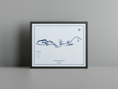 Lech Golf Club golf course print, blue frame