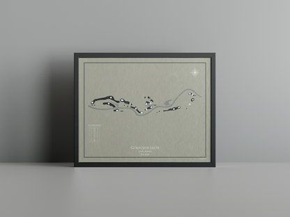 Lech Golf Club golf course print, brown frame