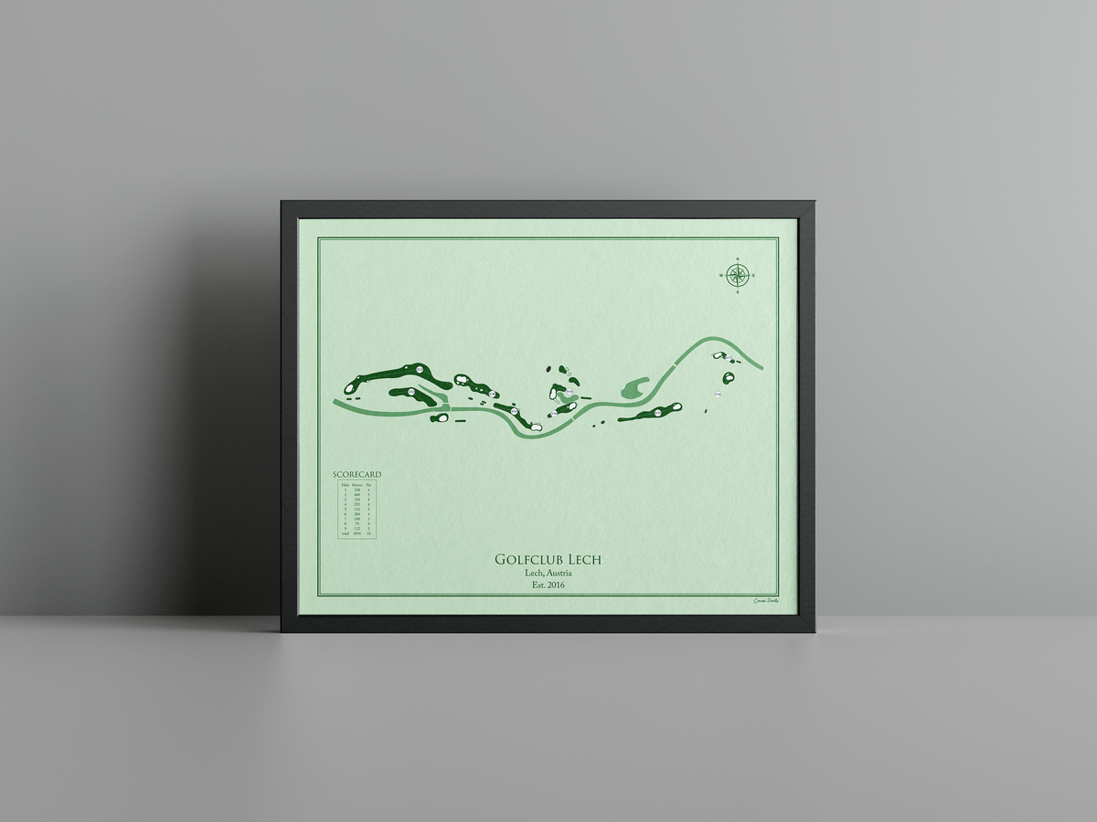 Lech Golf Club golf course print, green frame