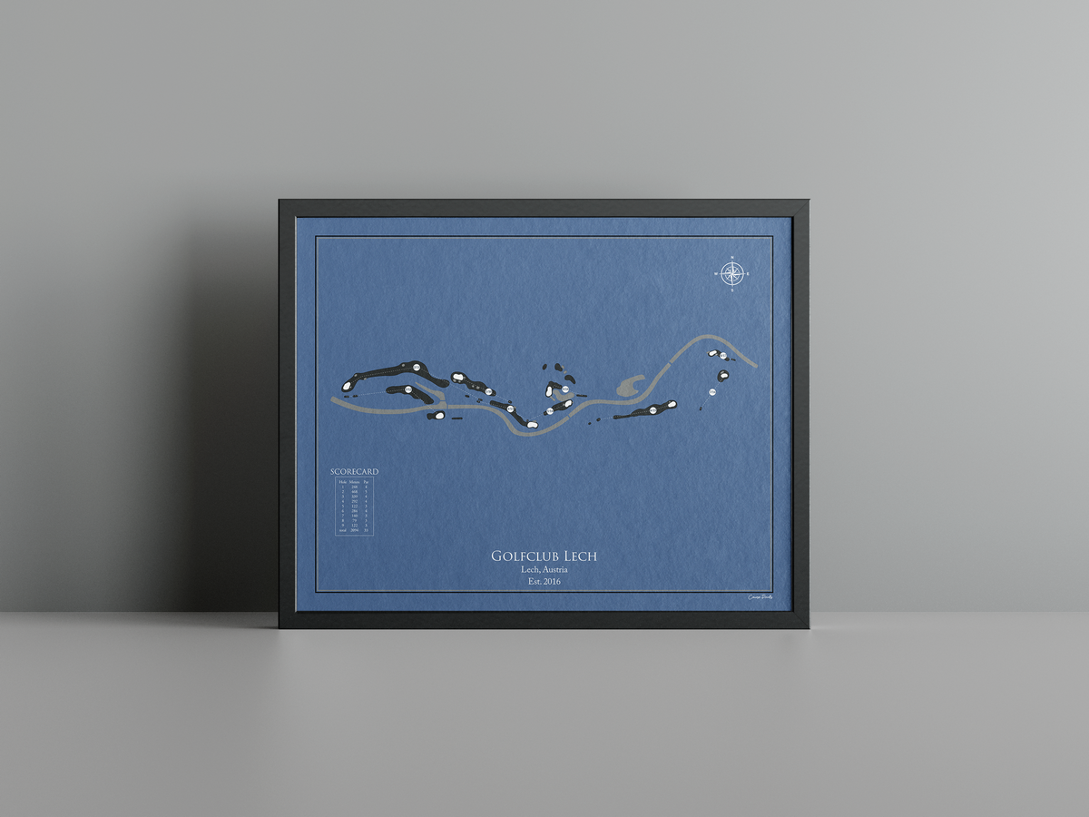 Lech Golf Club golf course print, navy frame