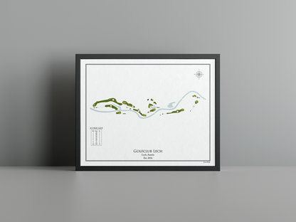 Lech Golf Club golf course print, white frame