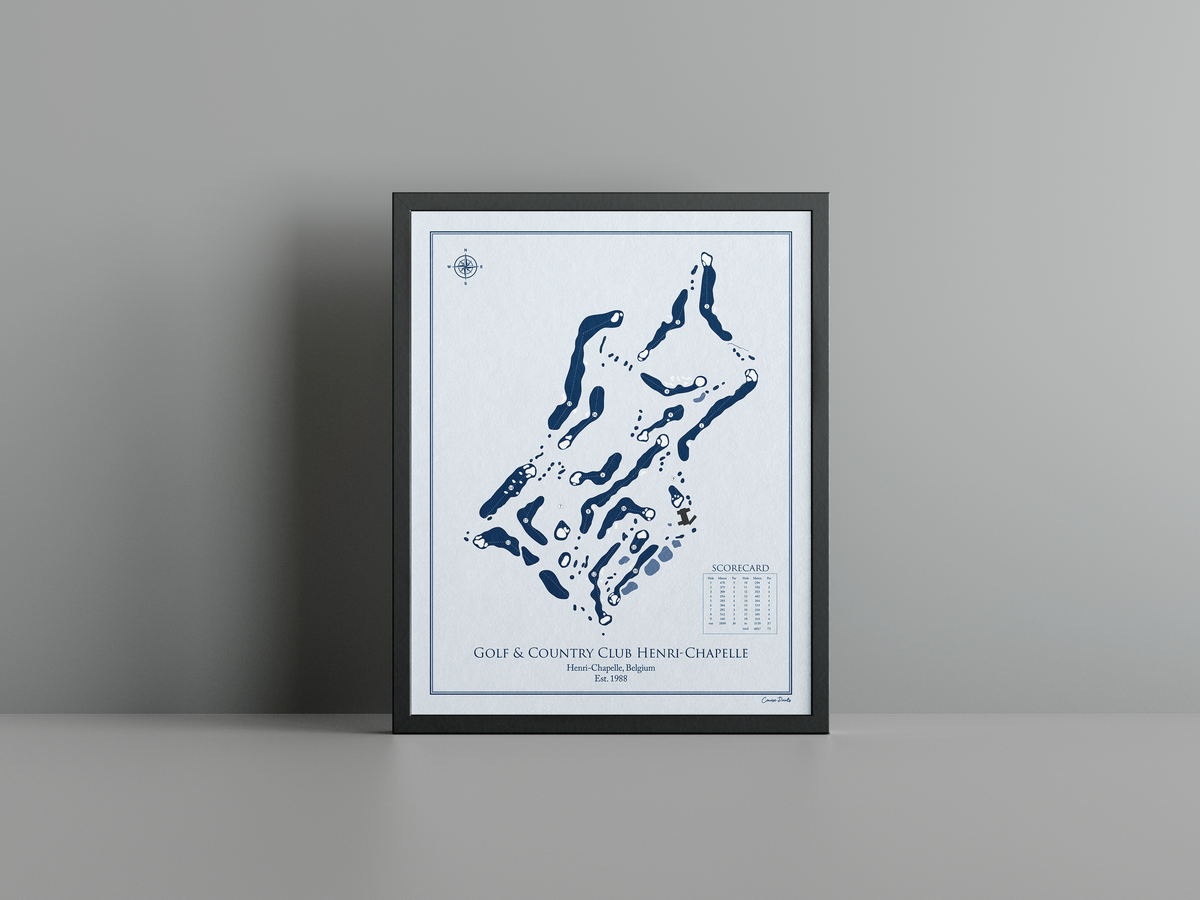 Les Viviers - Henri Chapelle golf course print, blue frame