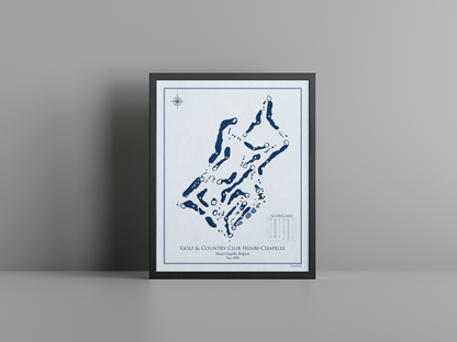 Les Viviers - Henri Chapelle golf course print, blue frame